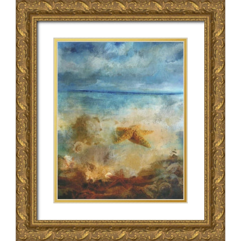 Misty Seascape Gold Ornate Wood Framed Art Print with Double Matting by Haynes, Smith