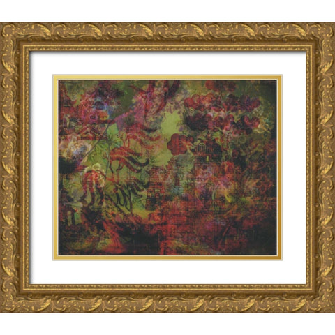 Oriental Moss 1 Gold Ornate Wood Framed Art Print with Double Matting by Haynes, Smith