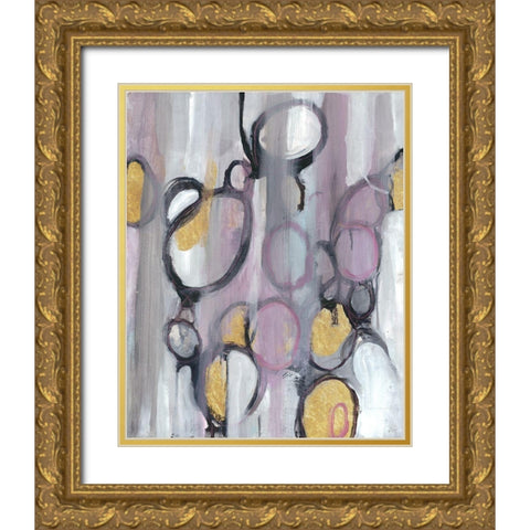 Bubbly Lavender Gold Ornate Wood Framed Art Print with Double Matting by Haynes, Smith