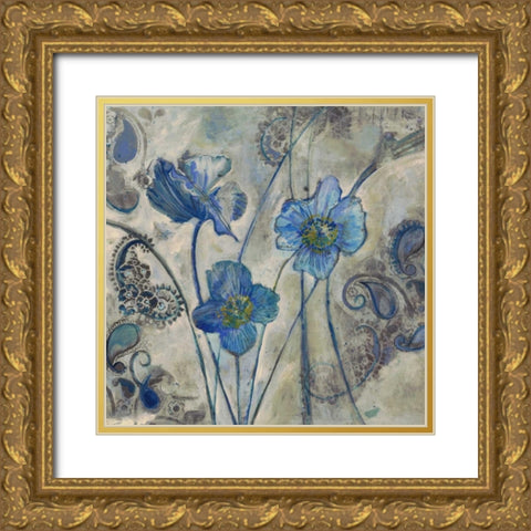Flora on Gray Gold Ornate Wood Framed Art Print with Double Matting by Haynes, Smith