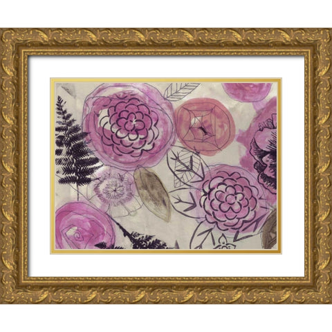 Rose Bouquet 2 Gold Ornate Wood Framed Art Print with Double Matting by Haynes, Smith