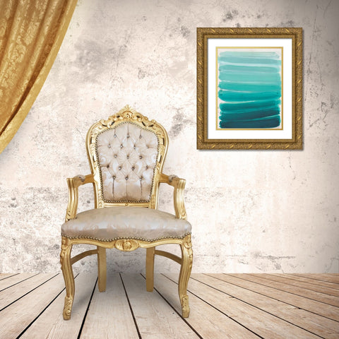 Ombre Teal Gold Ornate Wood Framed Art Print with Double Matting by Haynes, Smith