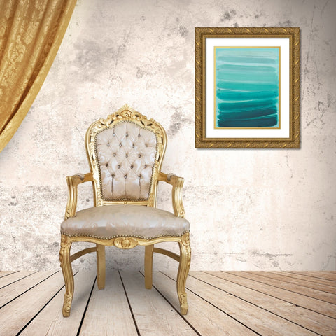 Ombre Teal 2 Gold Ornate Wood Framed Art Print with Double Matting by Haynes, Smith