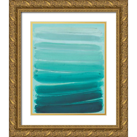 Ombre Teal 2 Gold Ornate Wood Framed Art Print with Double Matting by Haynes, Smith