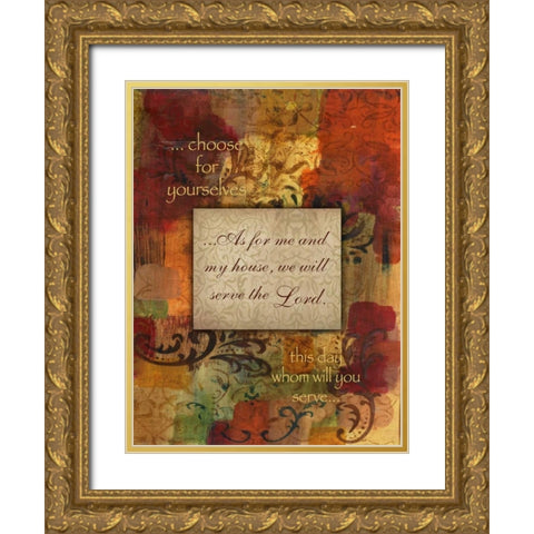 We Will Serve Autumn Blooms Gold Ornate Wood Framed Art Print with Double Matting by Haynes, Smith