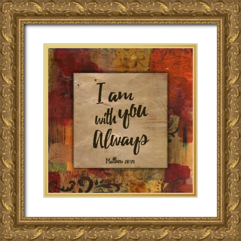 I am with you always Autumn Blooms Gold Ornate Wood Framed Art Print with Double Matting by Haynes, Smith