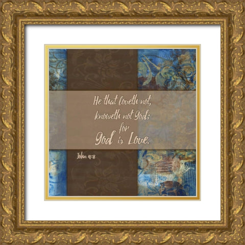 God is Love Winter Rain Gold Ornate Wood Framed Art Print with Double Matting by Haynes, Smith