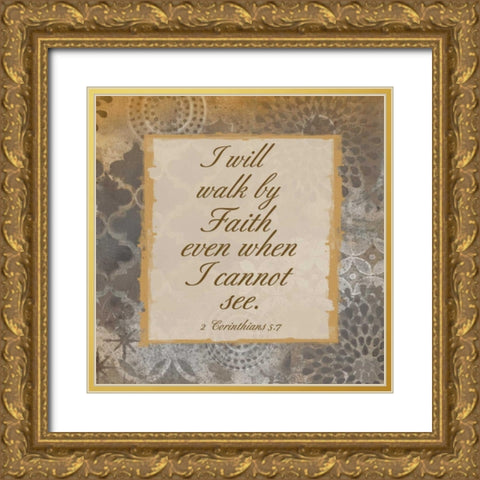 Walk In Faith Gold Ornate Wood Framed Art Print with Double Matting by Haynes, Smith