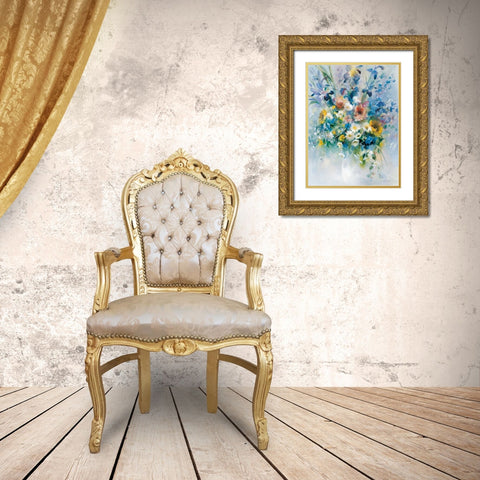 Floral Bouquet 1 Gold Ornate Wood Framed Art Print with Double Matting by May