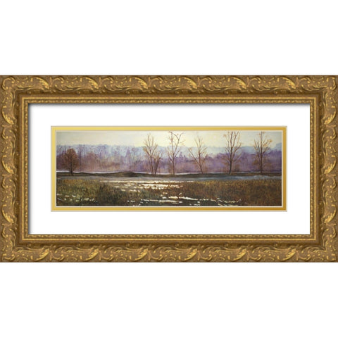 Hazelmere Forest Gold Ornate Wood Framed Art Print with Double Matting by Lewis, Sharalee