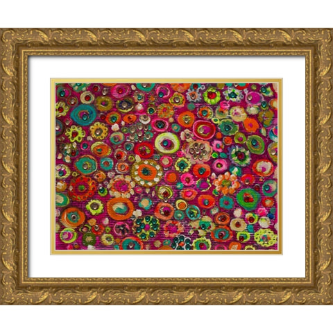 Hot Blooms Gold Ornate Wood Framed Art Print with Double Matting by Lewis, Sharalee