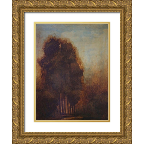 Trees In Brown Gold Ornate Wood Framed Art Print with Double Matting by Lewis, Sharalee