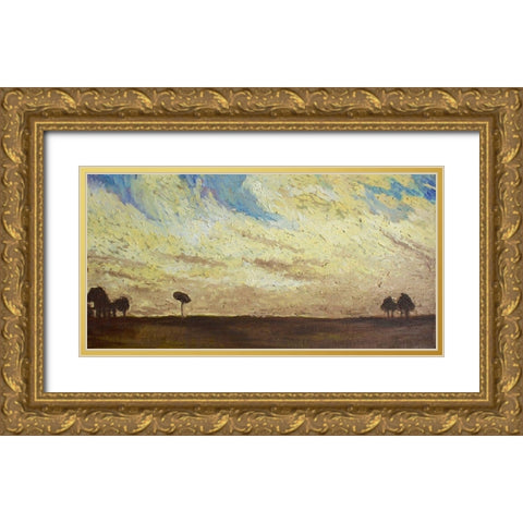 Yellow Clouds Gold Ornate Wood Framed Art Print with Double Matting by Lewis, Sharalee