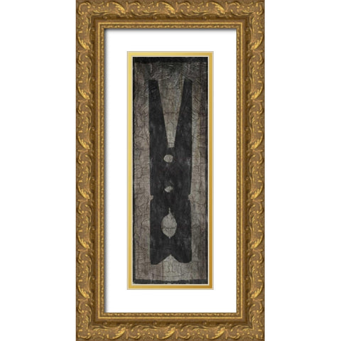 Retro Laundry Pin Gold Ornate Wood Framed Art Print with Double Matting by Lewis, Sheldon