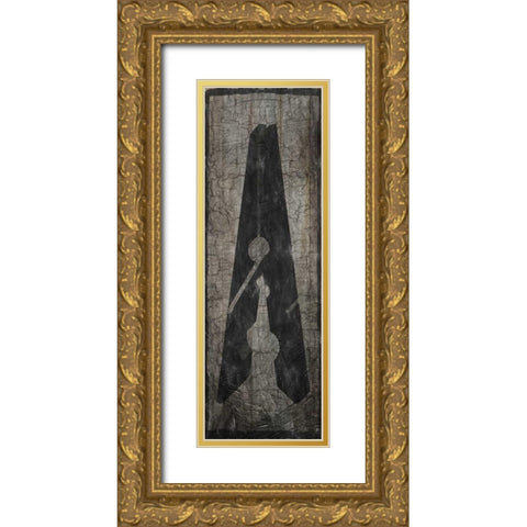 Retro Laundry Pin 2 Gold Ornate Wood Framed Art Print with Double Matting by Lewis, Sheldon