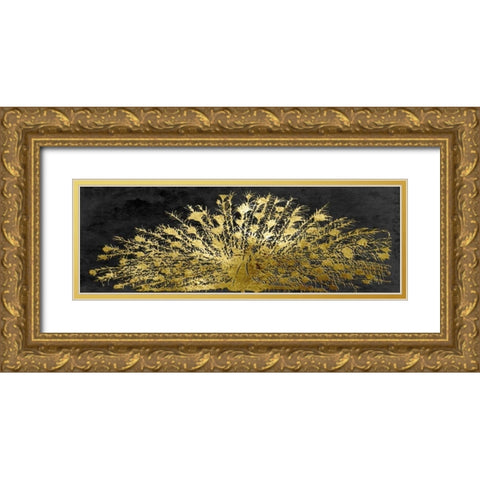 Golden Peacock Gold Ornate Wood Framed Art Print with Double Matting by Lewis, Sheldon