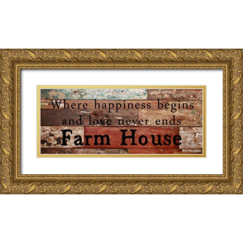 Farm House Love Gold Ornate Wood Framed Art Print with Double Matting by Lewis, Sheldon