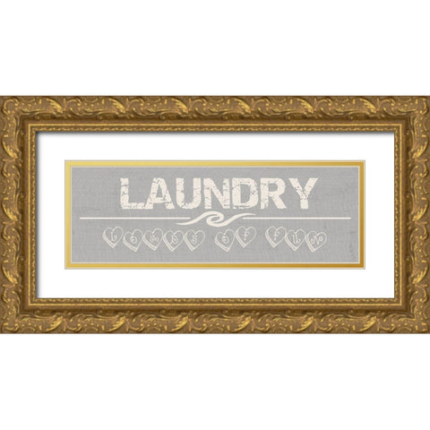 Laundry Room Gold Ornate Wood Framed Art Print with Double Matting by Lewis, Sheldon
