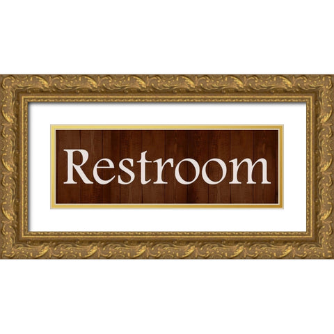 Restroom Gold Ornate Wood Framed Art Print with Double Matting by Lewis, Sheldon