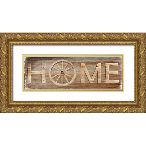Farm Home Gold Ornate Wood Framed Art Print with Double Matting by Lewis, Sheldon