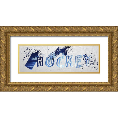 Hockey Gold Ornate Wood Framed Art Print with Double Matting by Lewis, Sheldon