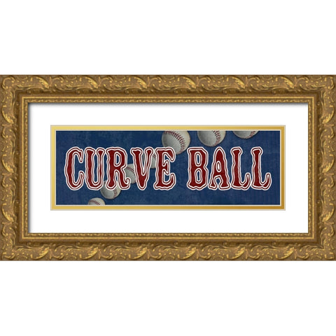 Curve Ball Gold Ornate Wood Framed Art Print with Double Matting by Lewis, Sheldon