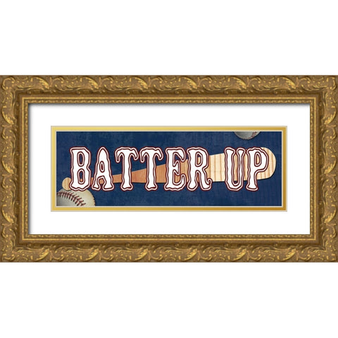 Batter Up Gold Ornate Wood Framed Art Print with Double Matting by Lewis, Sheldon