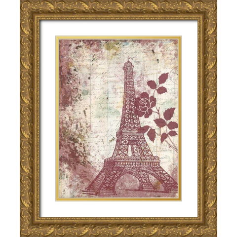 Marsala Rose In My Garden Gold Ornate Wood Framed Art Print with Double Matting by Lewis, Sheldon