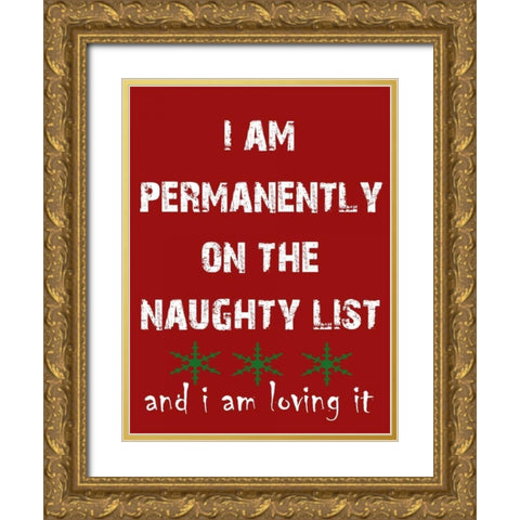 Naughty List Gold Ornate Wood Framed Art Print with Double Matting by Lewis, Sheldon