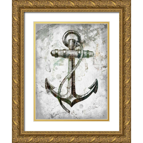 Anchors Away Gold Ornate Wood Framed Art Print with Double Matting by Lewis, Sheldon