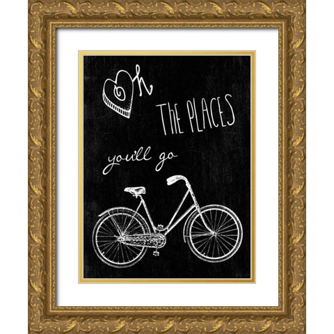 Oh The Places Youll Go Gold Ornate Wood Framed Art Print with Double Matting by Lewis, Sheldon