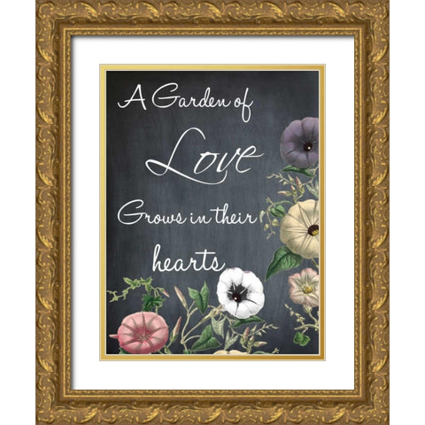 A Garden Of Love Gold Ornate Wood Framed Art Print with Double Matting by Lewis, Sheldon