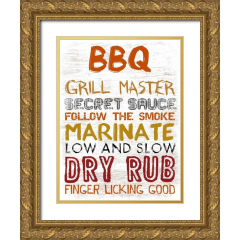 BBQ Board Gold Ornate Wood Framed Art Print with Double Matting by Lewis, Sheldon
