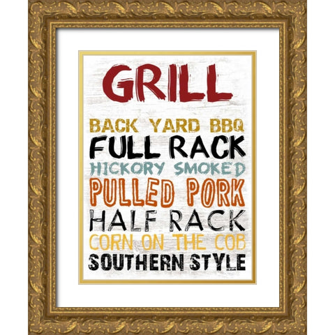 Grill Board Gold Ornate Wood Framed Art Print with Double Matting by Lewis, Sheldon