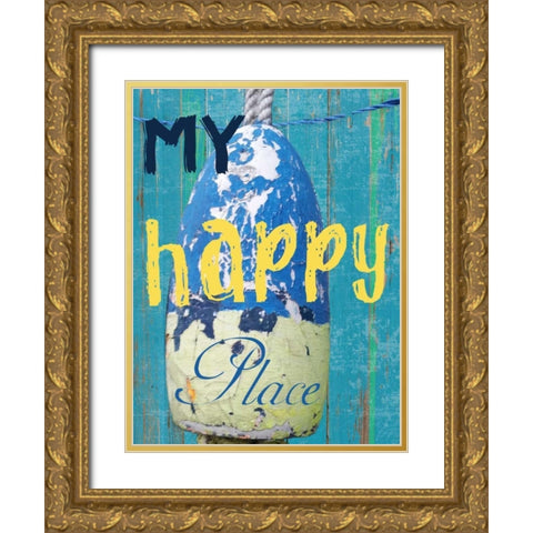 Happy Place Gold Ornate Wood Framed Art Print with Double Matting by Lewis, Sheldon