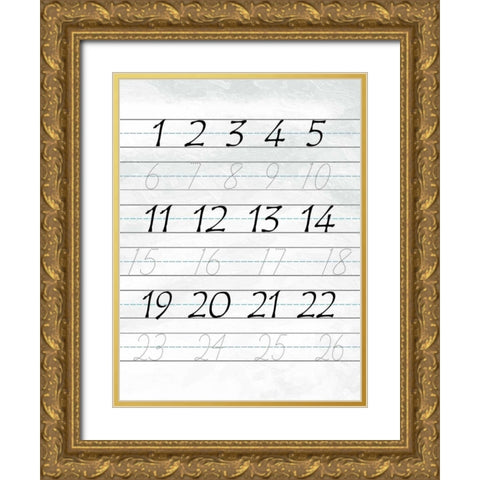 123 Penmanship Gold Ornate Wood Framed Art Print with Double Matting by Lewis, Sheldon