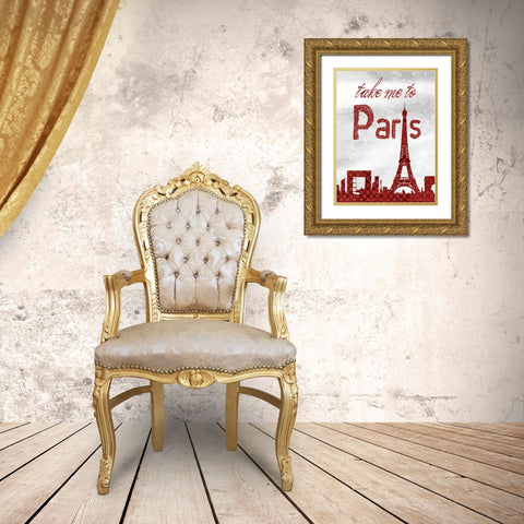 Red Paris Gold Ornate Wood Framed Art Print with Double Matting by Lewis, Sheldon
