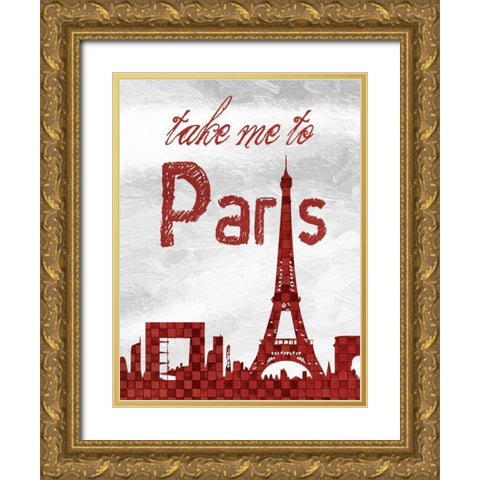 Red Paris Gold Ornate Wood Framed Art Print with Double Matting by Lewis, Sheldon