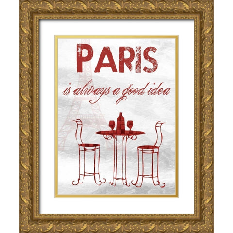 Paris Time Gold Ornate Wood Framed Art Print with Double Matting by Lewis, Sheldon