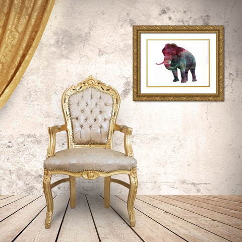 Elephant Memory In Color Gold Ornate Wood Framed Art Print with Double Matting by Lewis, Sheldon