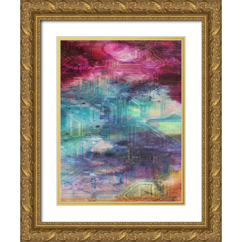 Fifth Dimensional Color Drift Gold Ornate Wood Framed Art Print with Double Matting by Lewis, Sheldon