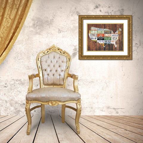 American Freeway Gold Ornate Wood Framed Art Print with Double Matting by Lewis, Sheldon