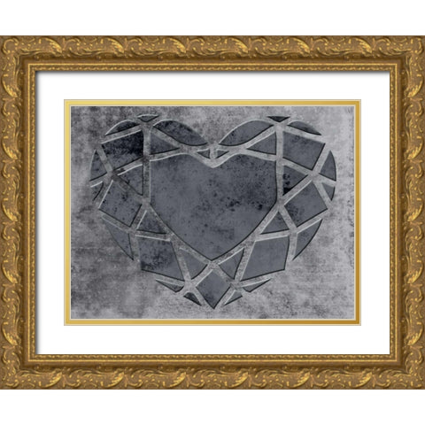 Transitional Geo Heart Gold Ornate Wood Framed Art Print with Double Matting by Lewis, Sheldon