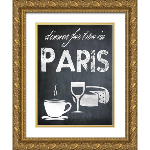 Dinner For Two Gold Ornate Wood Framed Art Print with Double Matting by Lewis, Sheldon