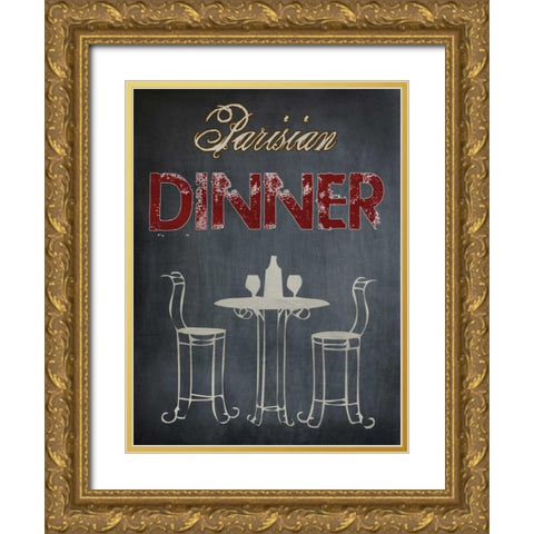 Parisian Dinner Cream Gold Ornate Wood Framed Art Print with Double Matting by Lewis, Sheldon