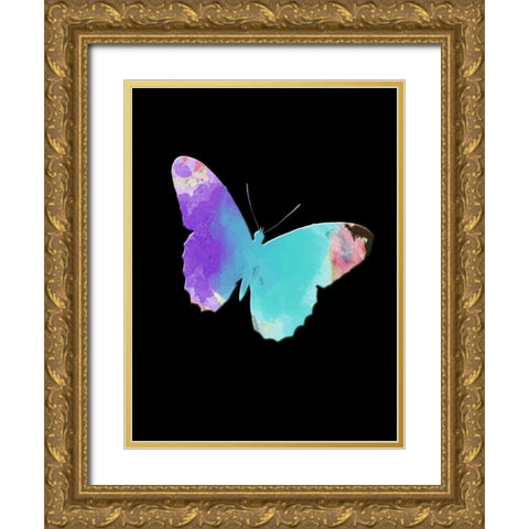 Watercolor Butterfly Gold Ornate Wood Framed Art Print with Double Matting by Lewis, Sheldon