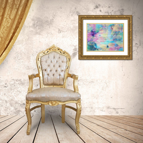 Vibrant Abstract Gold Ornate Wood Framed Art Print with Double Matting by Lewis, Sheldon