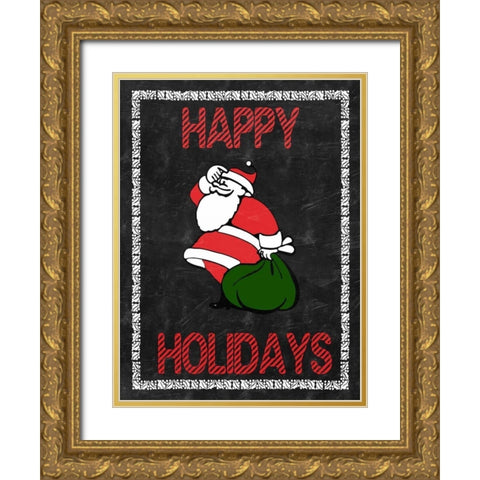 Happy Holidays Gold Ornate Wood Framed Art Print with Double Matting by Lewis, Sheldon