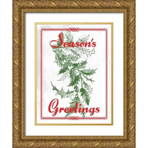 Seasons Greetings Gold Ornate Wood Framed Art Print with Double Matting by Lewis, Sheldon