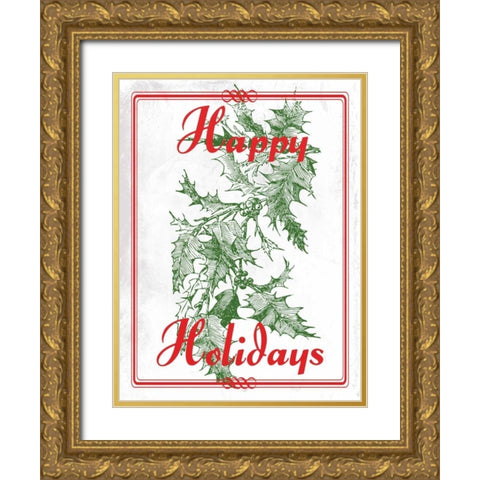 Happy Holidays Gold Ornate Wood Framed Art Print with Double Matting by Lewis, Sheldon